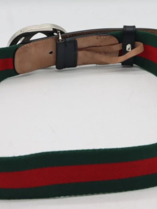 GUCCI Green Red Nylon Web Interlocking GG Men\'s Belt Made in Italy 90-36